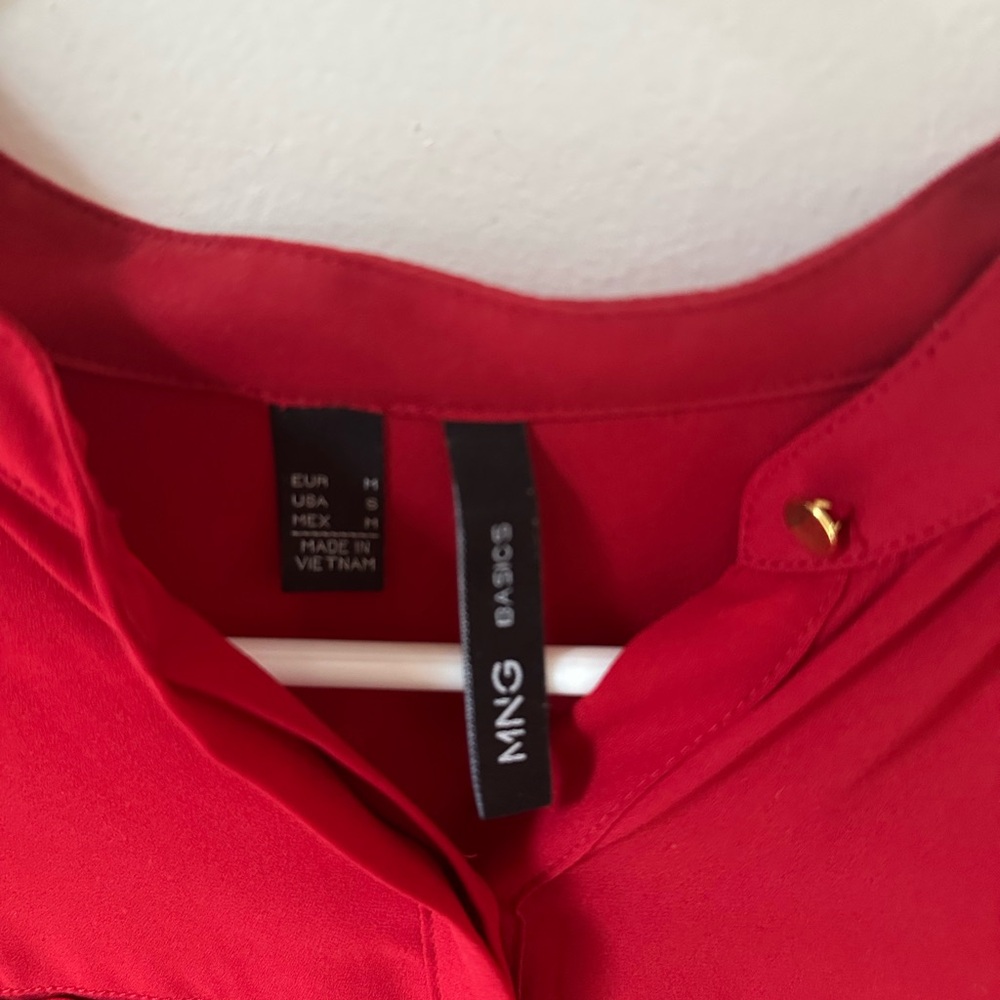 Mango Red Button Down Blouse - image 2